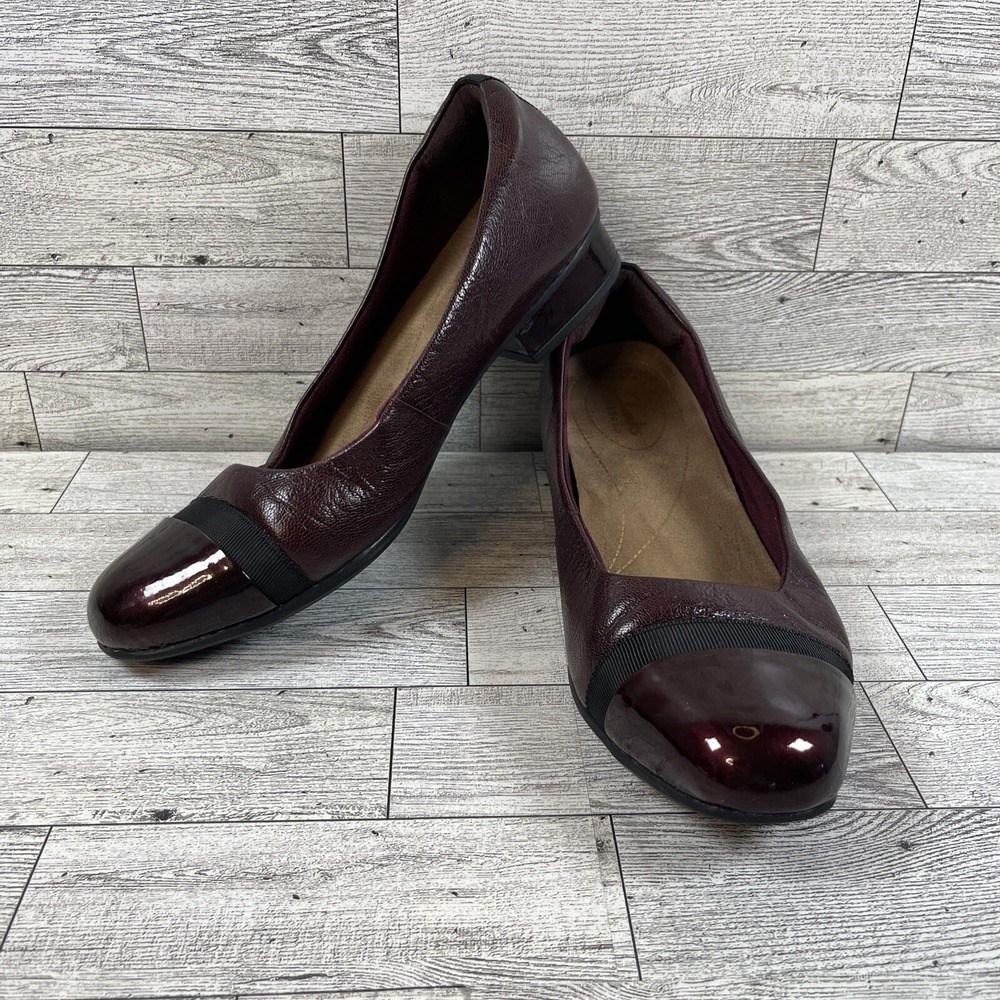 Clarks Keesha Rosa Burgundy Leather Low Heel Pumps Shoes Women Size 8M